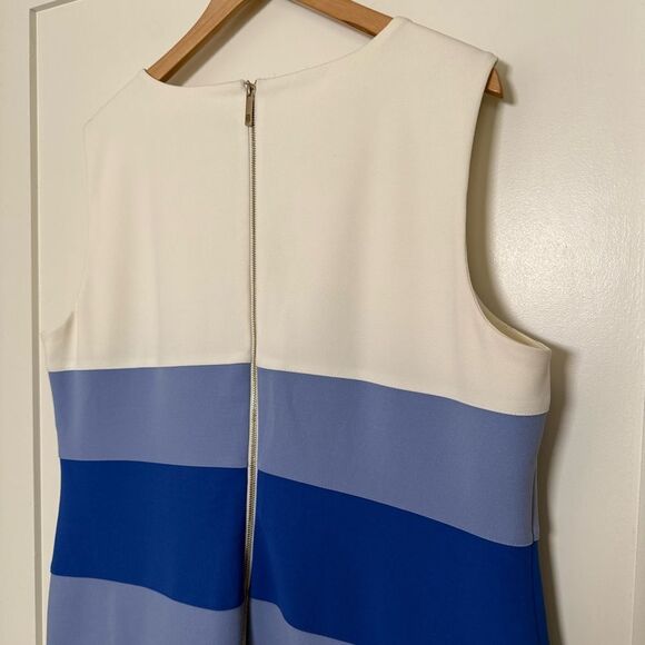 Tommy Hilfiger Sheath Dress Sz 18 Blue Striped Back Zip Stretch Nautical Career - Picture 5 of 10